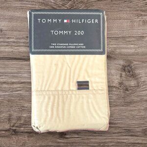 NEW Vintage TOMMY HILFIGER Khaki Tan Set of 2 Standard Sheet Pillowcases NIP NWT